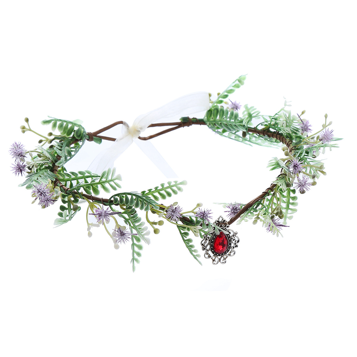 Handmade Forest Flower Crown Headband Wedding Fairy Headdress Crystal Retro Role-Playing Clothing Accessories