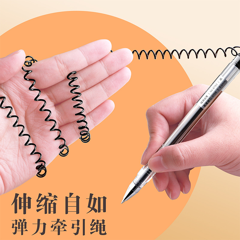 Deli Desk Pen Gel Pen Desktop Fixed Pen Seat with Line Sign Pen with Rope Sticky Table Pen Front Desk Counter Pen