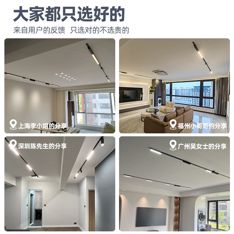 Surface-Mounted Ultra-Thin Magnetic Track Light for Living Room, Led Without Main Light, Smart Tuya Zigbee, Has Been Integrated into the Mijia App