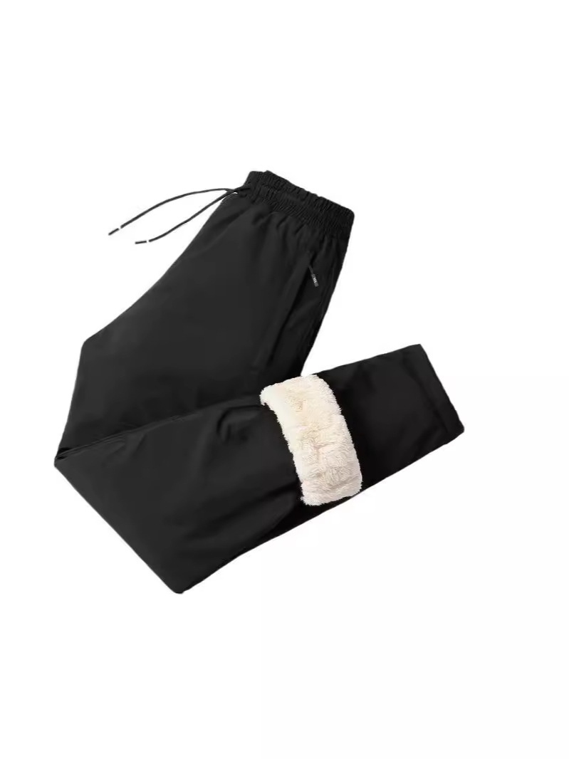 Winter New Graphene Knee Pants fleece-lined Thickened Windproof Waterproof Sports Casual Pants Loose Warm Cotton Pants