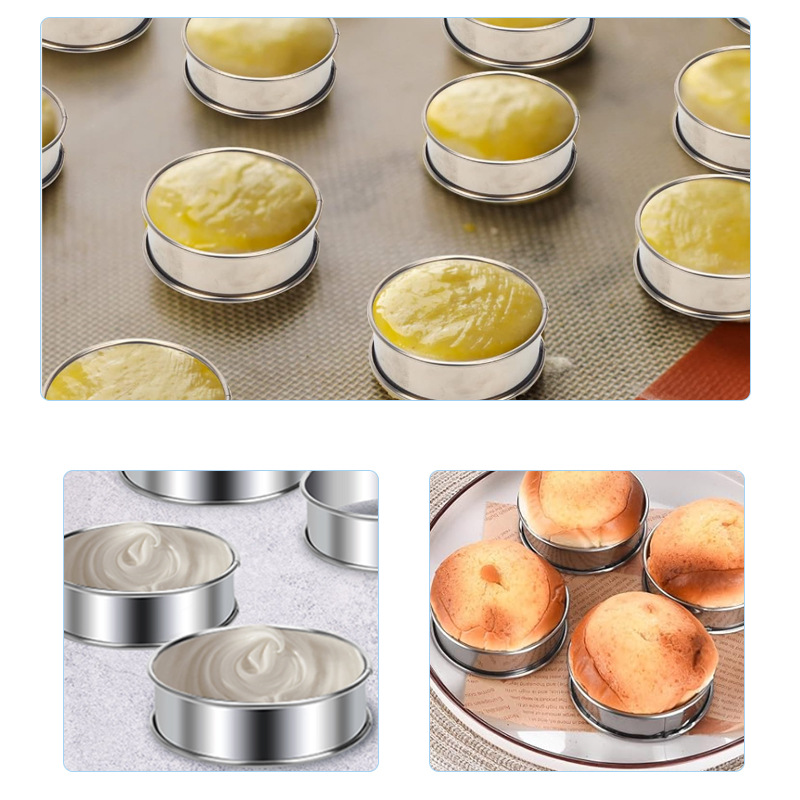 430 Stainless Steel Round Double Rolled Edge Tower Ring Loading Ring Lemon Tart Muffin Ring Biscuit Impression Baking Tool