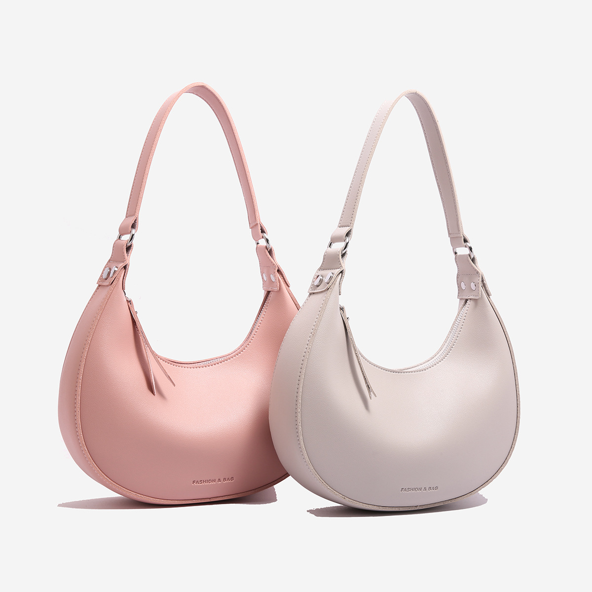 Spring 2025 New Solid Color Half Moon Bag Elegant Simple Fashionable Korean-style One-shoulder Crosbody Portable Underarm Bag for Women