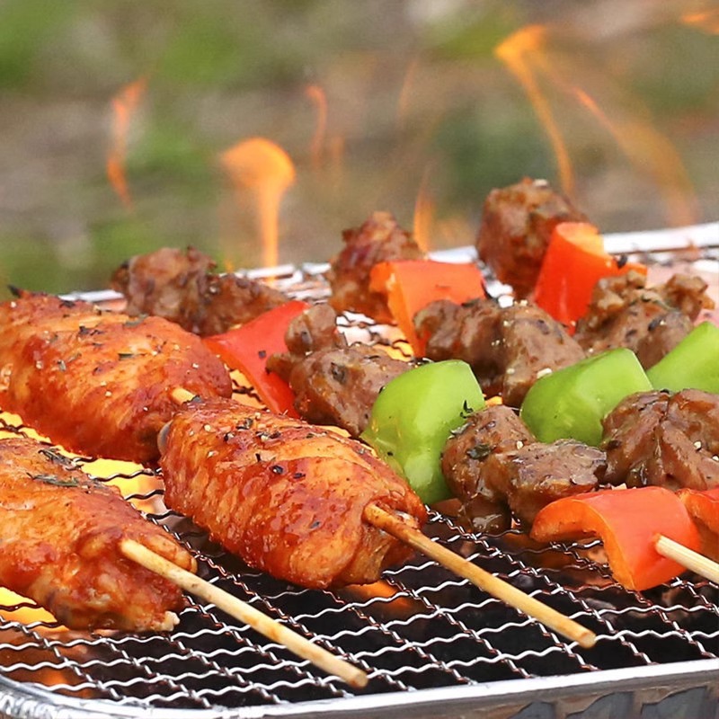 Disposable BBQ Grill Large Skewers Grilled Fish Grill Convenient Household Barbecue Outdoor Charcoal Stove Carbon Grill