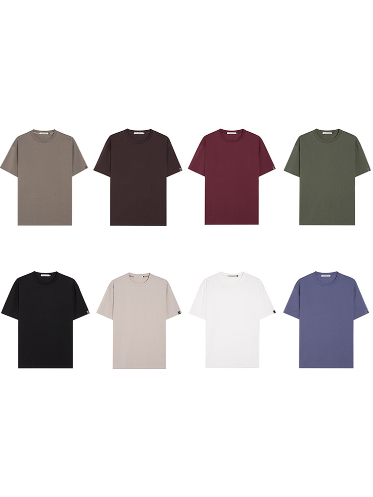 200g Heavyweight Pure Color T-Shirt | Plus Size Men's Summer Versatile Short-Sleeved Round Neck Sweat-Absorbent Breathable Loose Men's Half-Sleeve
