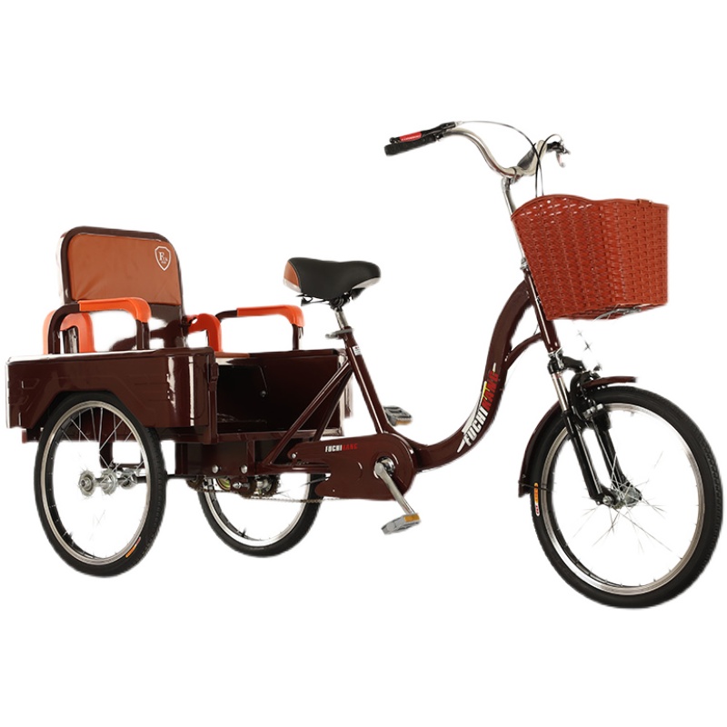 New Model of Elderly Tricycle Rickshaw, Elderly Pedal Scooter, Double Car, Adult Pedal Bicycle with Children