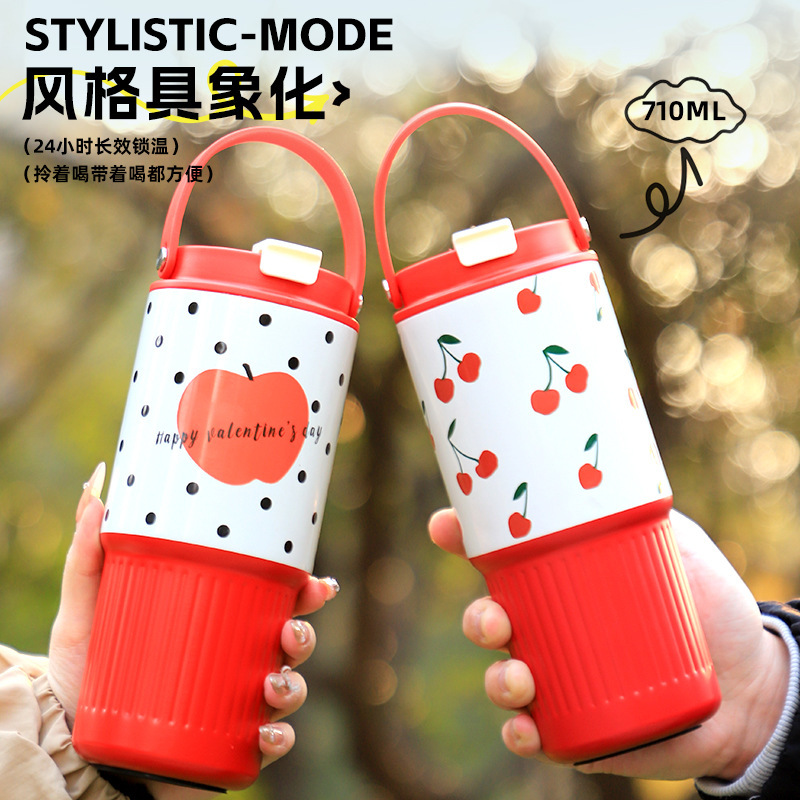 Новый термос из нержавеющей стали 304, креативная клетка, большая ёмкость, ледяная чаша с ручкой и соломкой, оптовая продажа