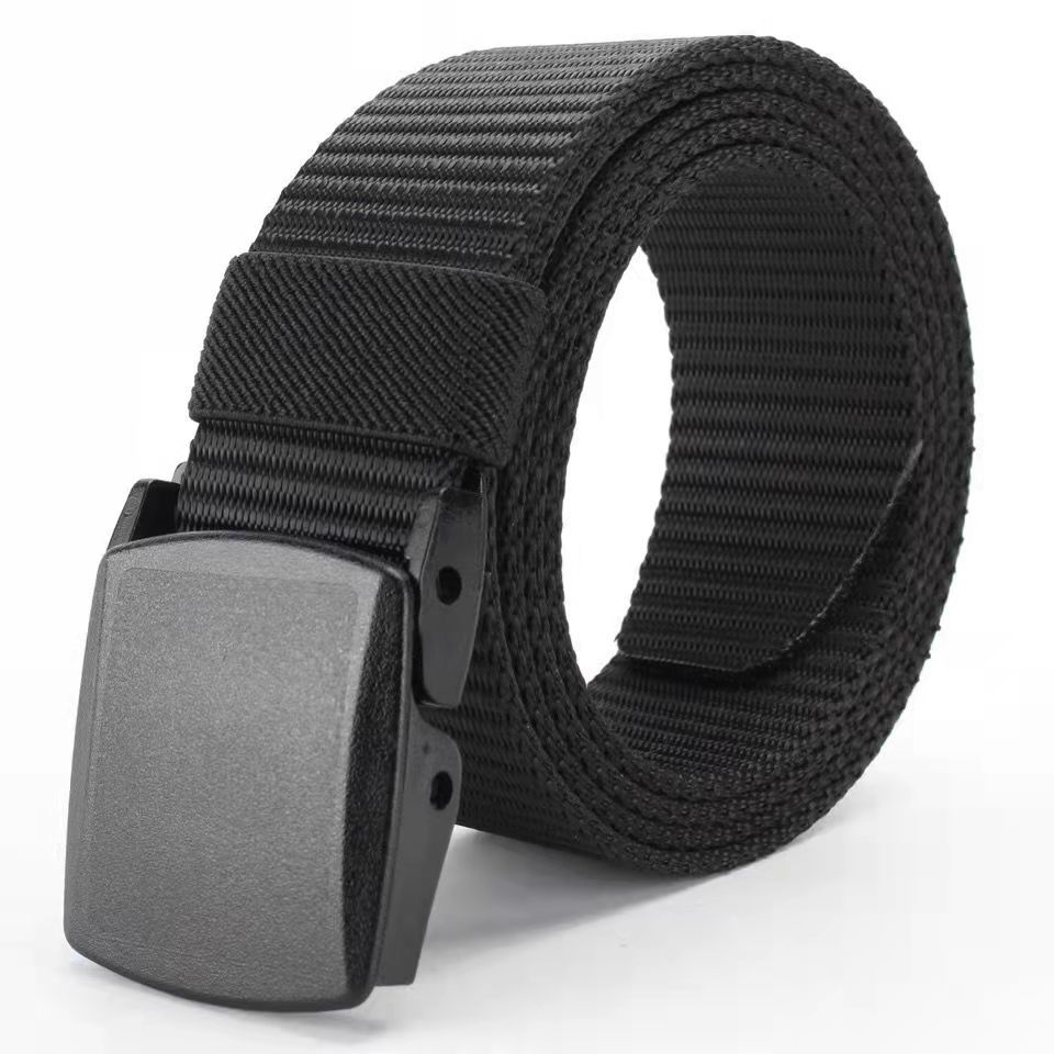 Belt cloth belt men's lengthened plus size student youth pants belt woven nylon canvas iron-free non-magnetic security check belt