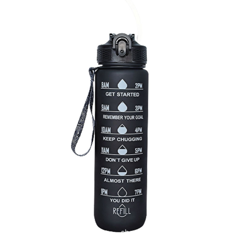 Customized 1000ml Large Capacity Sports Space Cup Water Kettle Gradient Frosted Portable Plastic Cup Straw Water Cup