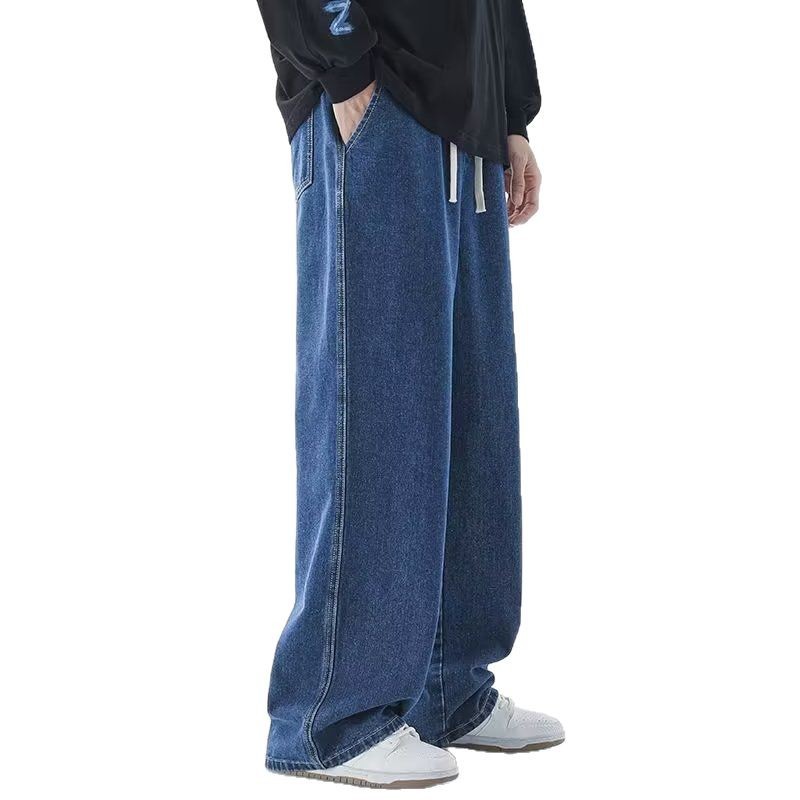 Jeans Men's Summer New Japanese Style Retro Staggy Waist Casual Straight Leg Pants Instagram Style Fashionable Wide Leg Pants