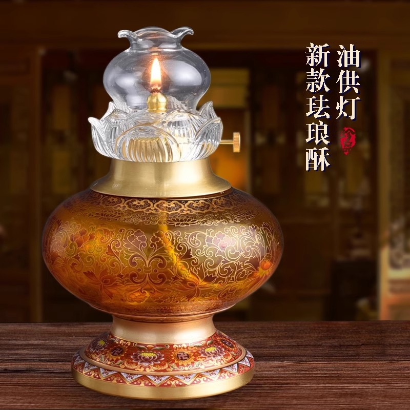 Новая диммируемая медная масляная лампа для дома, лампа Будды, длинная яркая лампа с держателем, стеклянная ветрозащитная лампа Будды