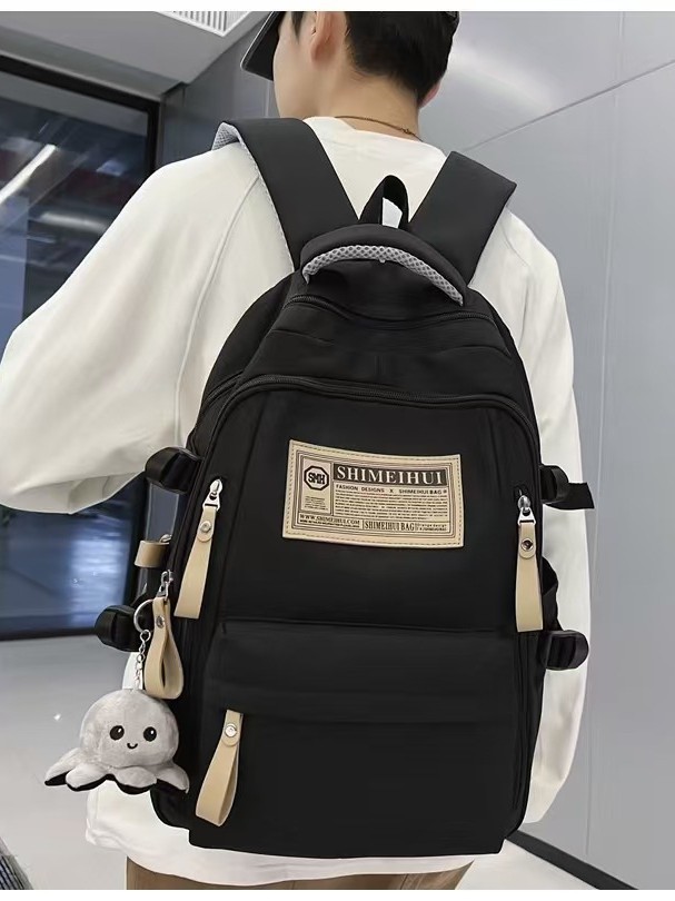 New School Bag Waterproof Middle School Student Large Capacity Solid Color Backpack Female High School Student Oxford Cloth Backpack Casual and Versatile