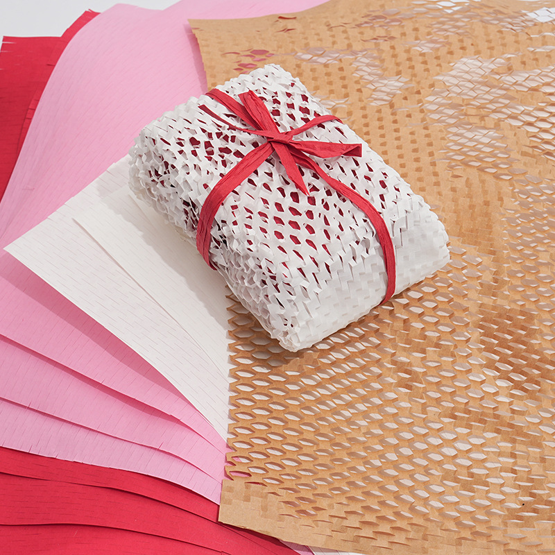 Flat Grid Wrapping Paper Glass Bottle Gift Box Anti-Collision Cushioning Filling Flower Decoration Wrapping Paper Honeycomb Paper