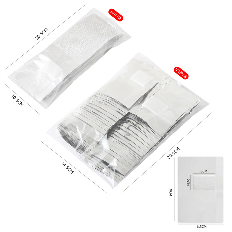 Cross-border nail art tools for nail art removal tin paper nail art removal aluminum foil paper with cotton sheet nail art removal tool 50/100