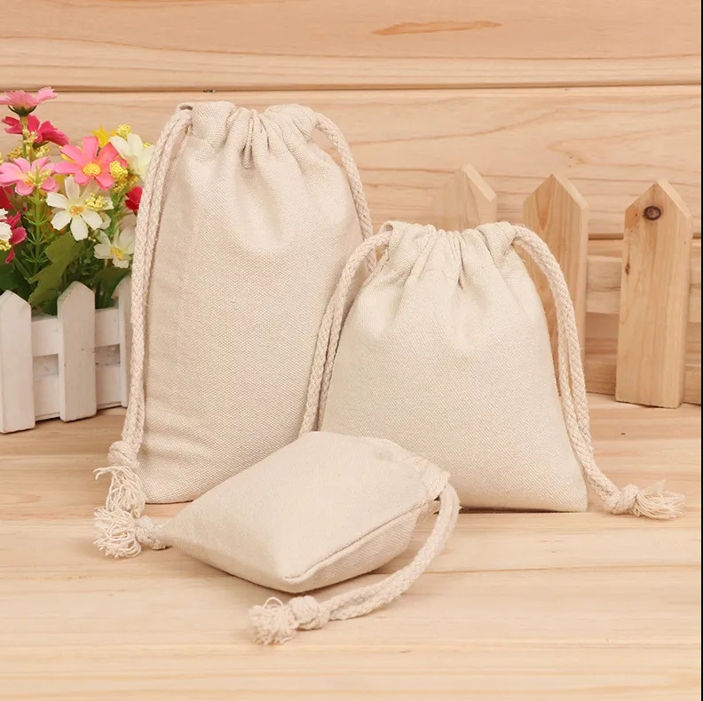 Rice Storage Bags Can Be Printed with Advertising, Drawstring Cotton and Linen Canvas Bags, Sealed and Thickened Canvas Bags