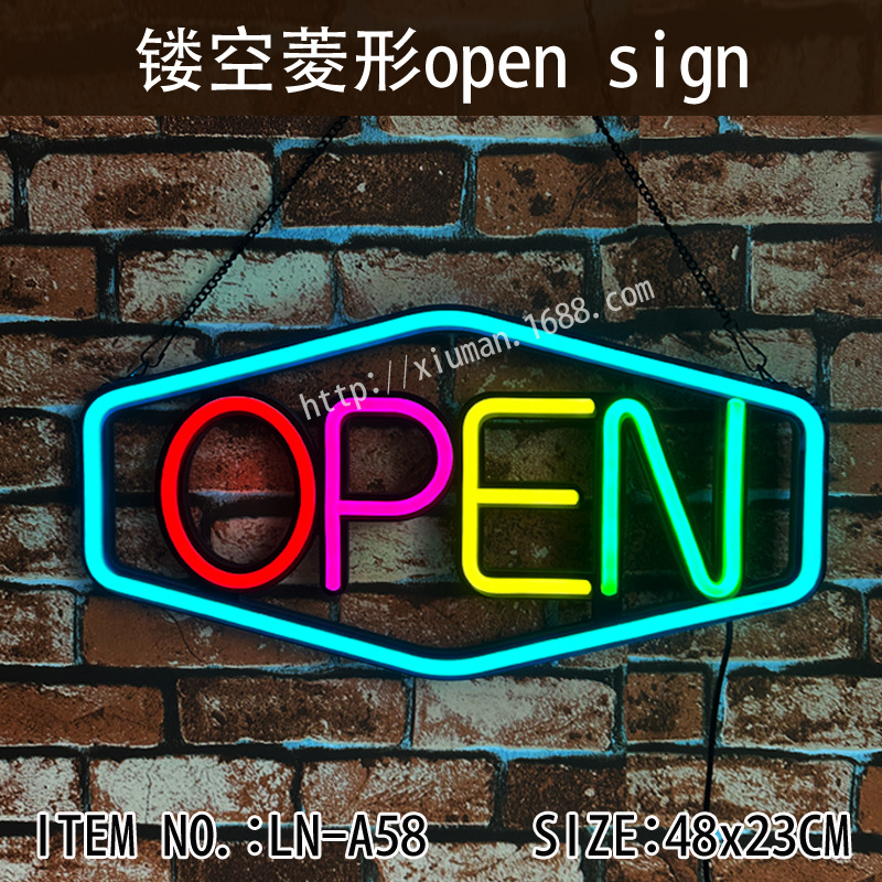 Diamond new OPEN light plate hollow NEON acrylic NEON SIGNS cross-border OPEN luminous word light