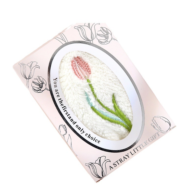 Tulip Towel Gift Box Accompanying Gift Bridesmaid Gift Wedding Embroidery Flower Towel Wipe Banquet Event Return Gift