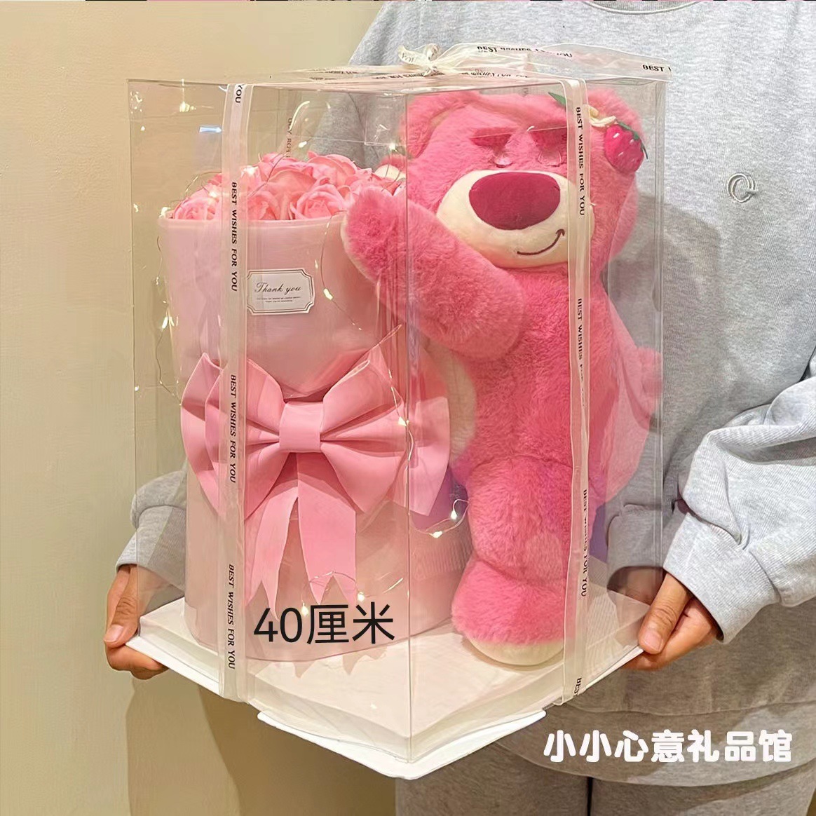 Популярная милая плюшевая игрушка медведя клубничного цвета мягкая кукла подарок оптом