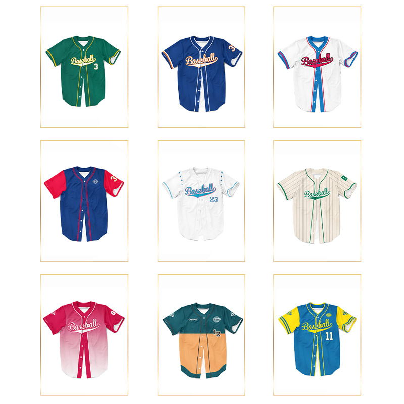 American Baseball Uniform Customized Baseball Jersey Digitally Printed Cardigan Casual Button-Down Jersey Short-Sleeved Shirt