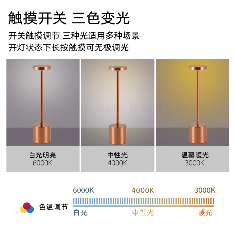 Cross-Border Bedside Lamp I-Shaped Table Lamp Bedroom Living Room Bar Restaurant Metal USB Charging Atmosphere Night Light Wholesale