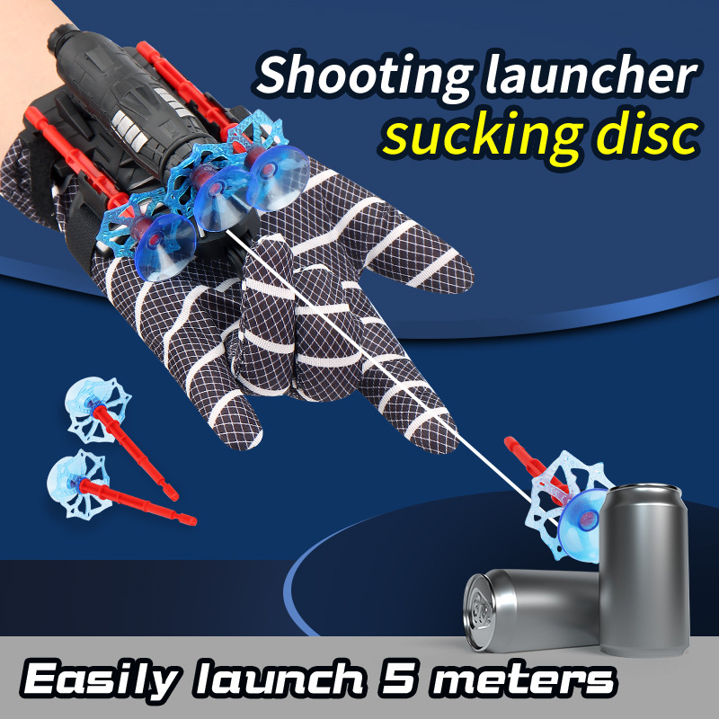 Cross Border Man Spider Launcher Spider Silk Hero Man Spitting Gloves Black Children's Toy Boy Soft Bomb Launchable