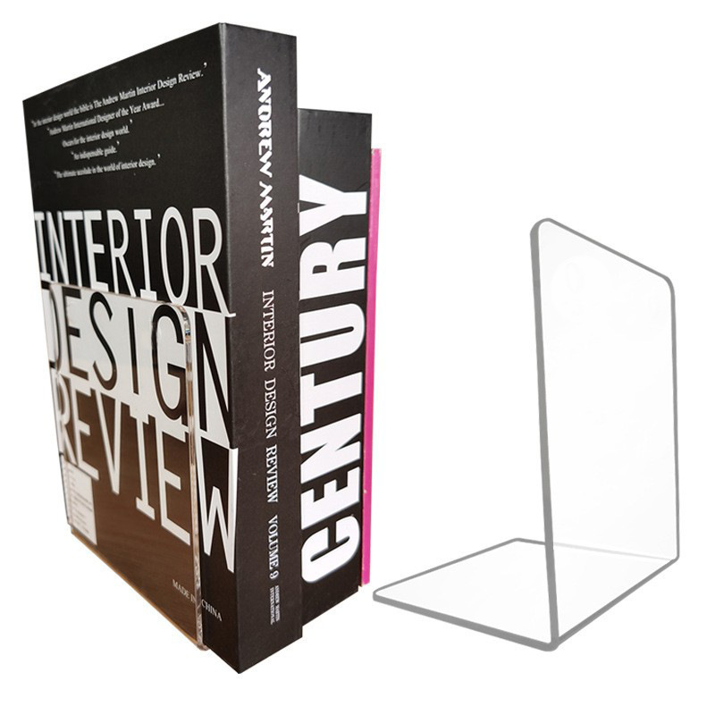 in stock cross-border transparent acrylic book stand L-shaped bookshelf photo album book storage desktop finishing
