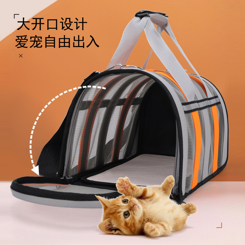 Cat Bag Outgoing Portable Large Space Pet Handbag Mesh Breathable Folding Cat Dog Outgoing Pet Bag