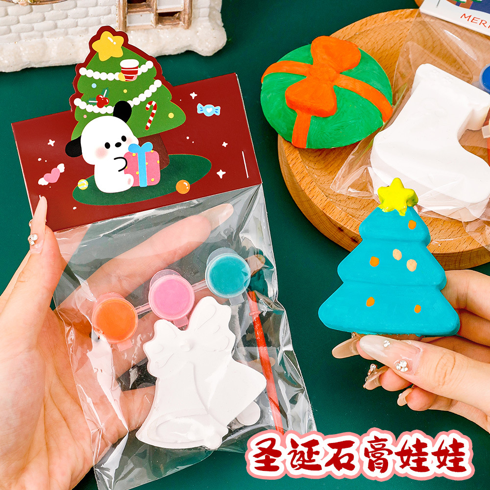 Детская рождественская гипсовая кукла для детского сада, мультяшный рождественский граффити, белый эмбрион для рисования, заполнение цветом, гипсовые маленькие подарки