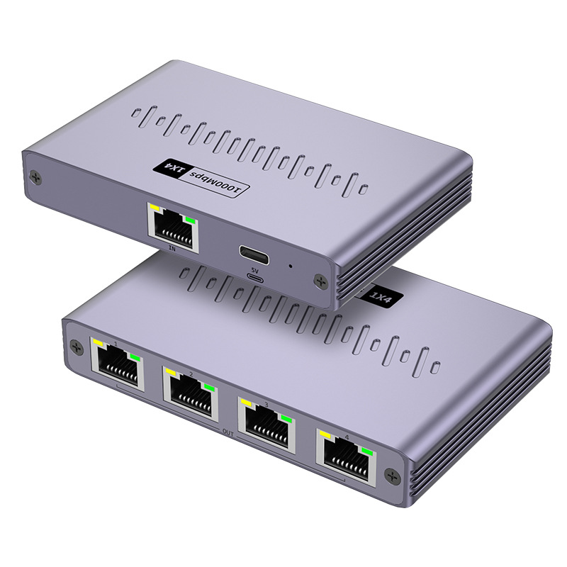 Network Cable Splitter One-Four Gigabit Network Splitter Simultaneous Internet Access RJ45 Network Switch Extender