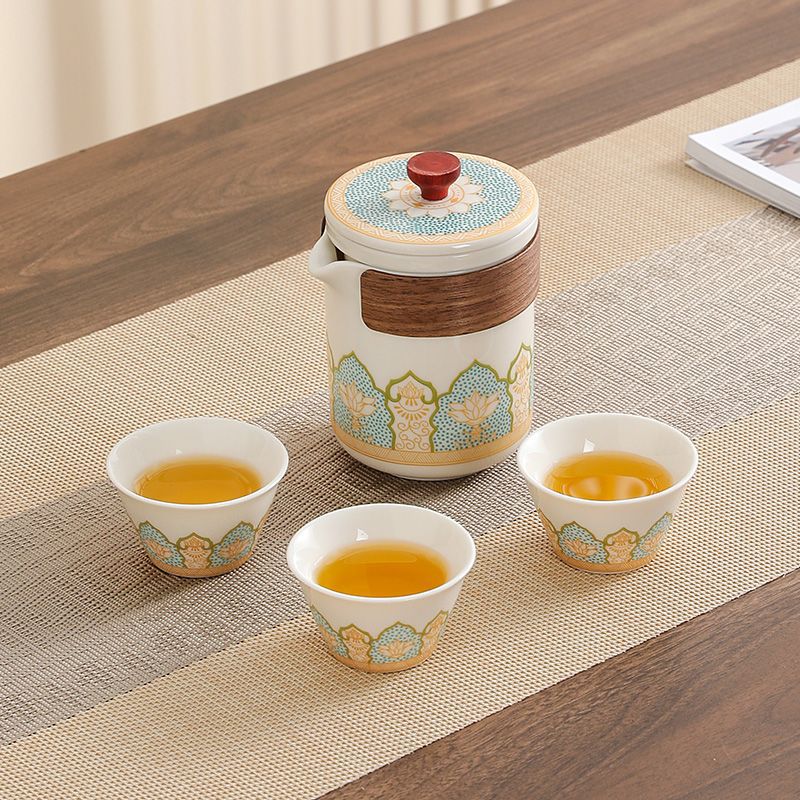 Travel Tea Set, Outdoor Portable Ceramic Quick Cup, Customized Business Gift, Company Event, Holiday Souvenir