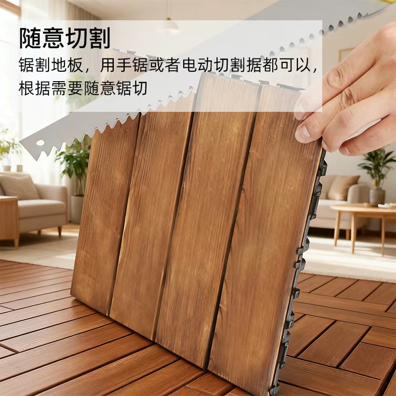 Solid Wood Floor Balcony Outdoor Renovation Paving Splicing Floor Indoor and Outdoor Non-Slip Garden Carbonized Anti-Corrosion Wood Floor