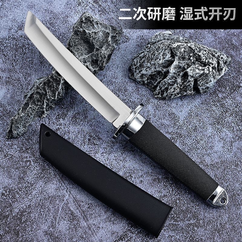 Camping Outdoor Straight Knife Field Tactical Survival Knife Integrated Keel Knife Three-American Japanese Style Knife Portable Camping Tactical Knife