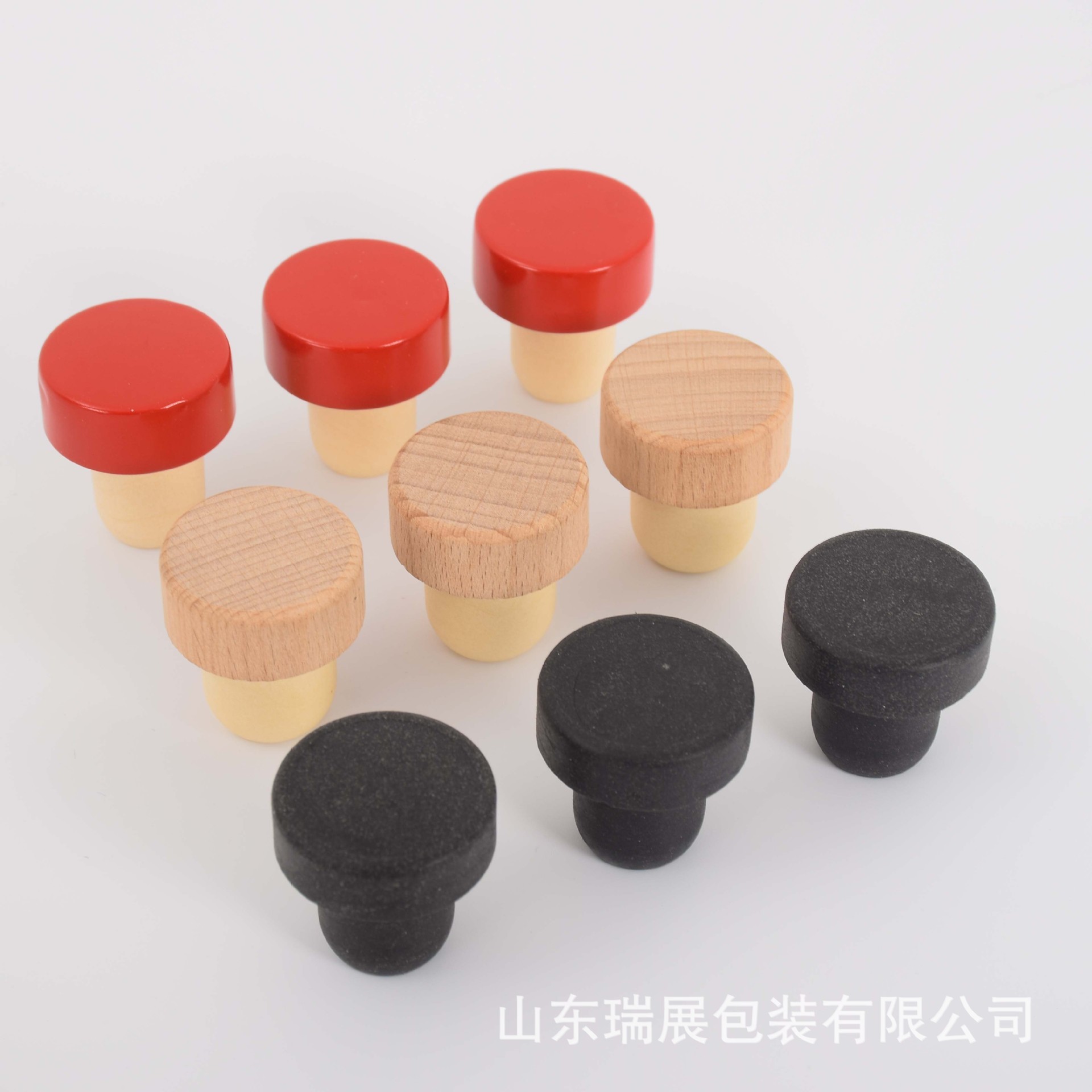 Spot Wholesale T-Shaped Polymer Sealed Oak Red Wine Aromatherapy Glass Bottle Solid Wood Stopper Wine Bottle Stopper