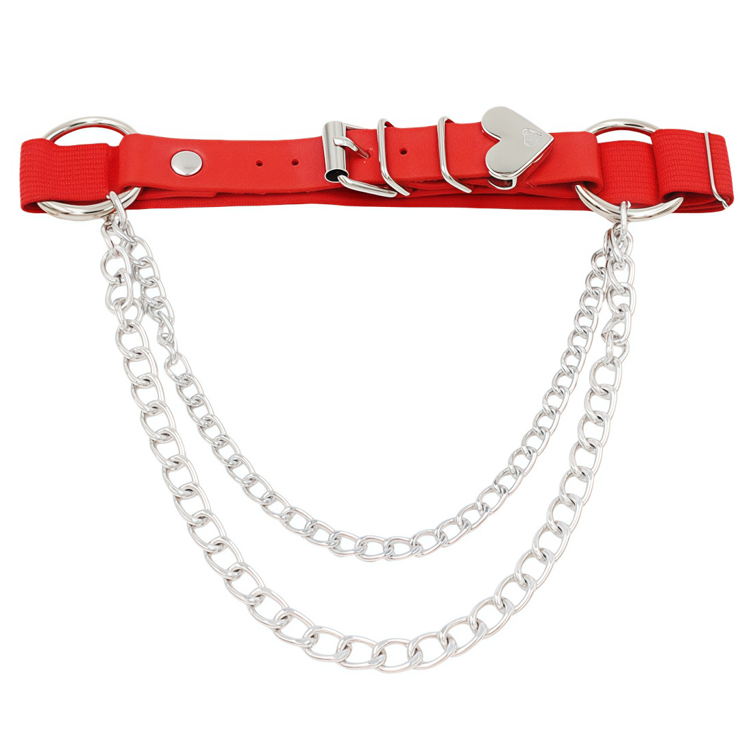 Eco-Friendly Pu Leather European and American Punk Gothic Style Pu Leather Irregular Garter Belt Heart-Shaped Chain Elastic Leg Ring