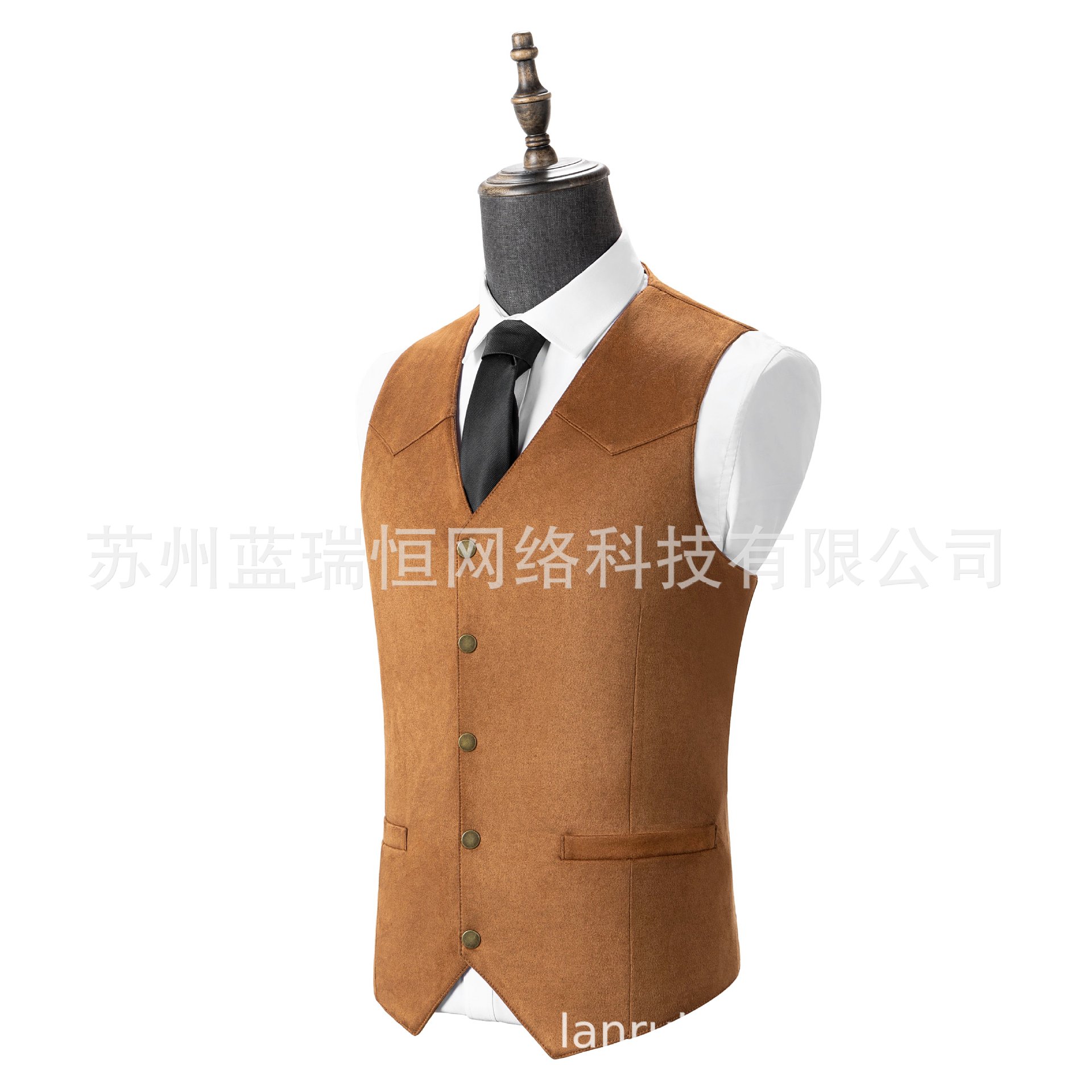 Cross-Border Hot-Selling Men's Suit Vest Metal Buckle Suede Vest Business Regular Slim Vest Manufacturer Ready Stock