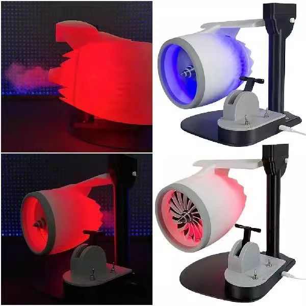 New desktop turbofan aircraft engine creative fan humidification spray with light desktop turbofan technology