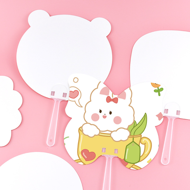 Spot children DIY painting fan hand-painted blank paper fan cartoon coloring graffiti fan reward stationery wholesale