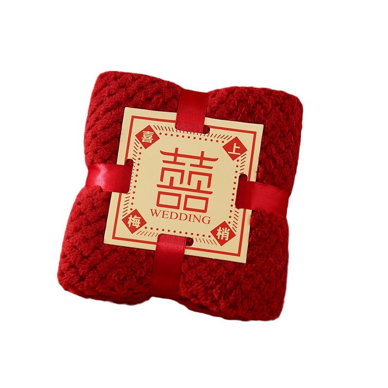 Wholesale coral fleece pineapple wine red word with gift square card wedding gift shop creative gift towel