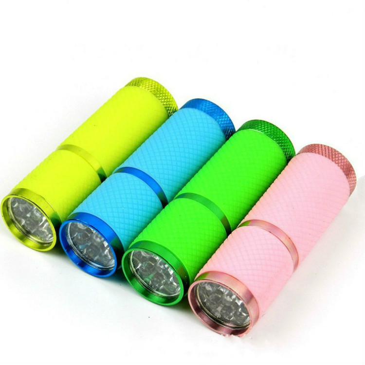 Gift flashlight aluminum alloy strong light led outdoor mini luminous 9 light white light daily gift flashlight money detector light