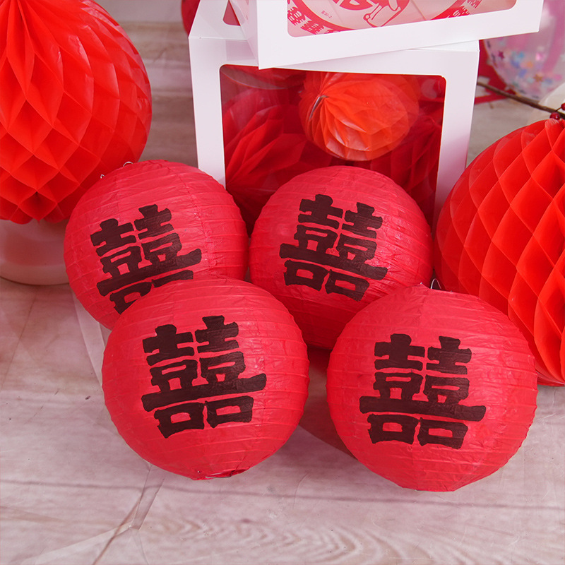 Wedding Style Red Lantern Chinese Paper Lantern Tree Hanging Ornaments Bride Photo Props Wedding Room Decoration