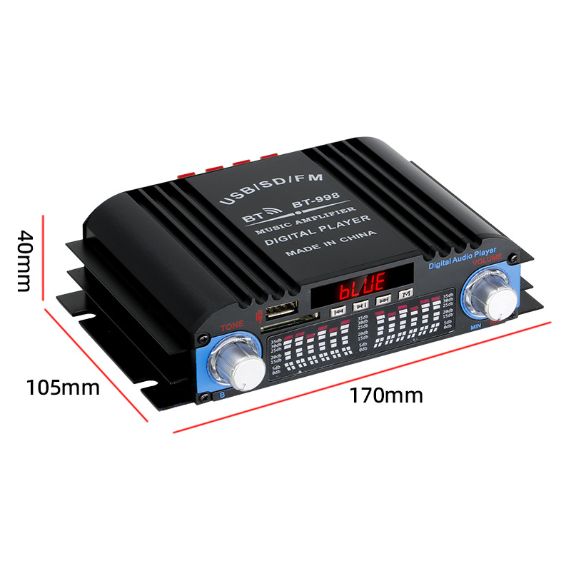 Power amplifier source factory cross-border explosions BT-998 Mini small channel home car power amplifier