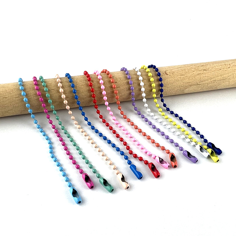 Manufacturer in stock color bead chain metal chain gu Chuck chain paint tag chain diy jewelry keychain accessories