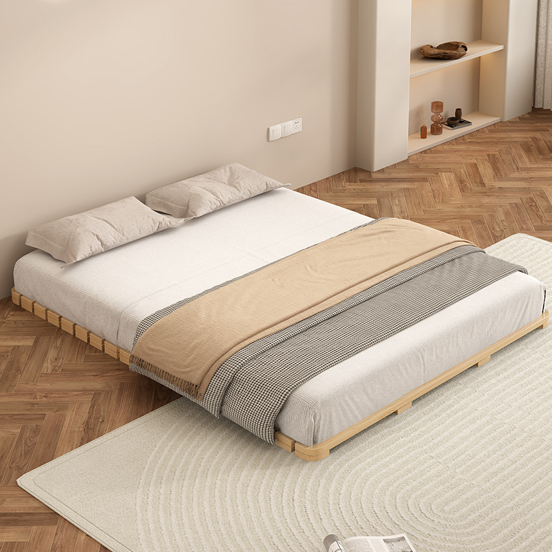 Solid Wood Floor Bed Thickened Hard Bed Board Tatami Moisture-Proof Breathable Row Frame Rental Room Foldableing Floor Bed Frame