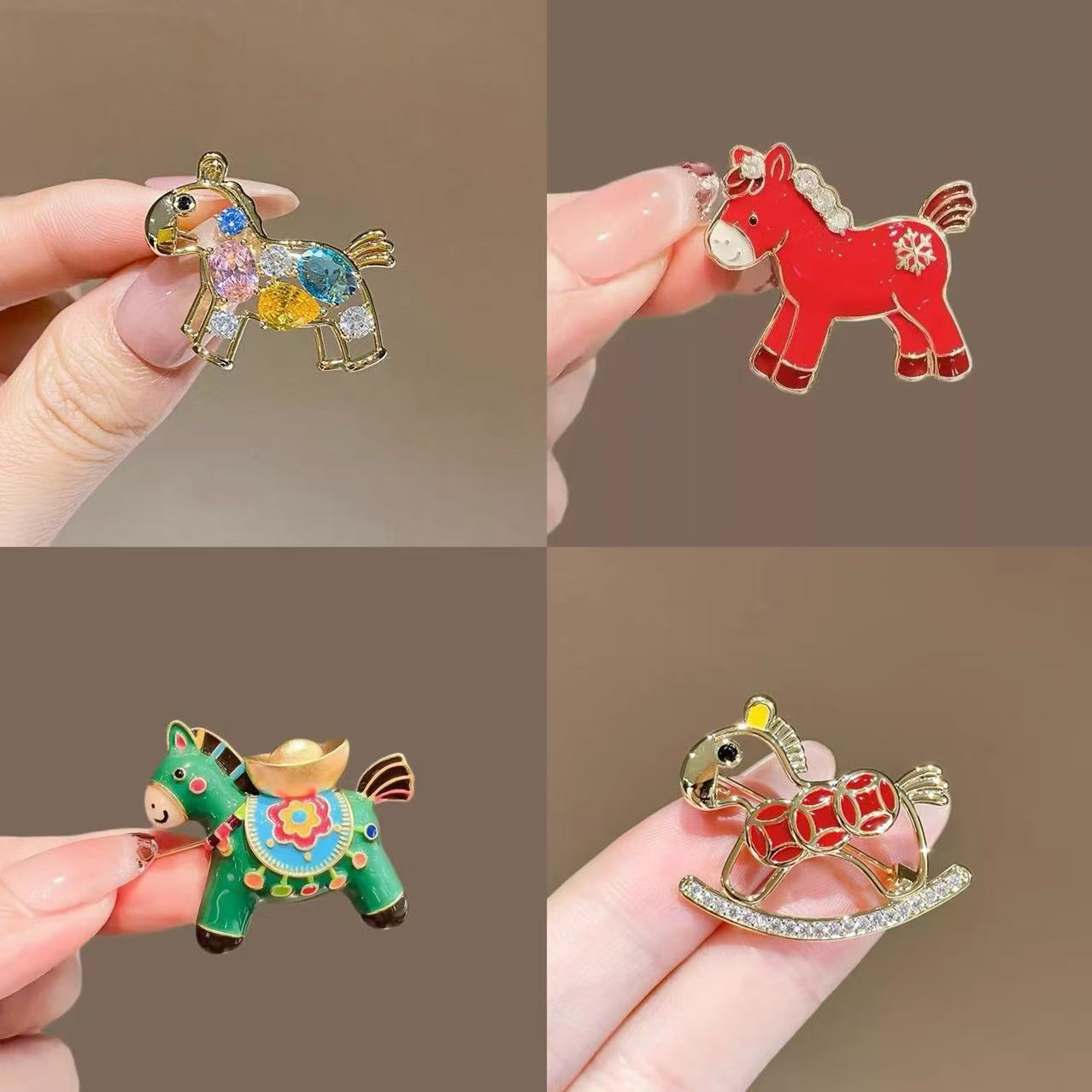 2026 New Model Good Luck Brooch for the Year of the Horse, High-End Luxury Niche Design, Small Horse Fortune Brooch