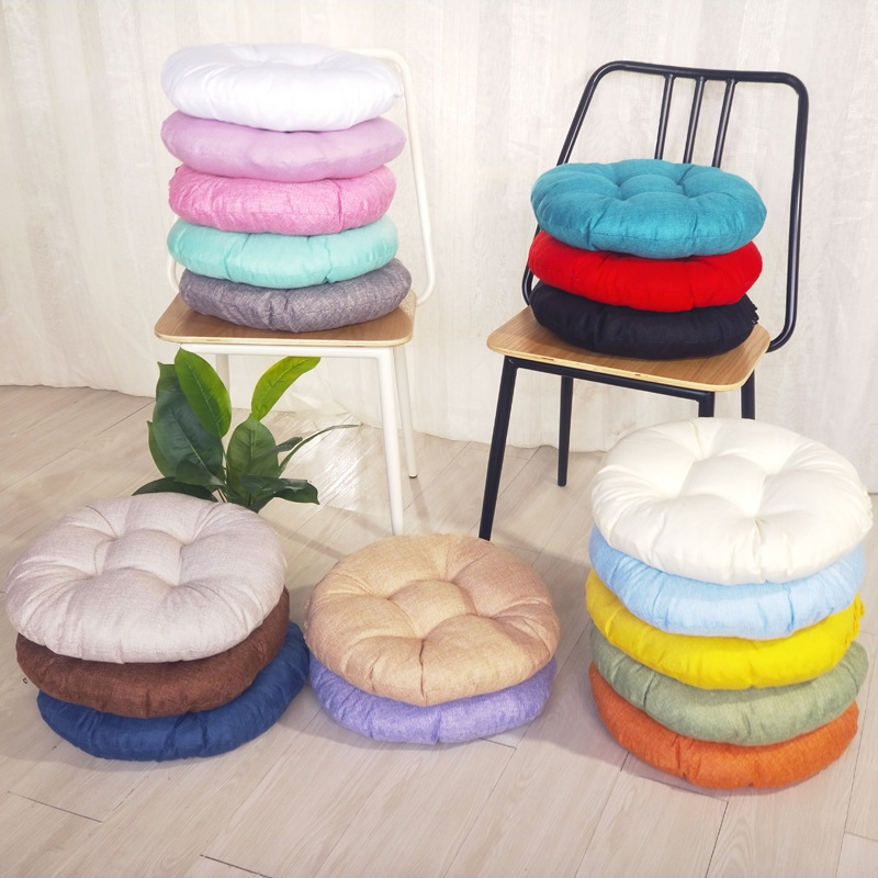 Cross-border Round Solid Color Imitation Linen Cushion Nordic Steamed Bread Cushion Fresh Japanese Futon Cushion Tatami Cushion