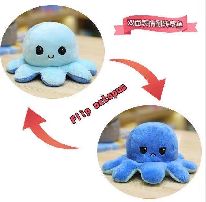 Cross-border reverse octopus plush toy cute creative double-sided octopus doll foreign trade double-sided octopus doll