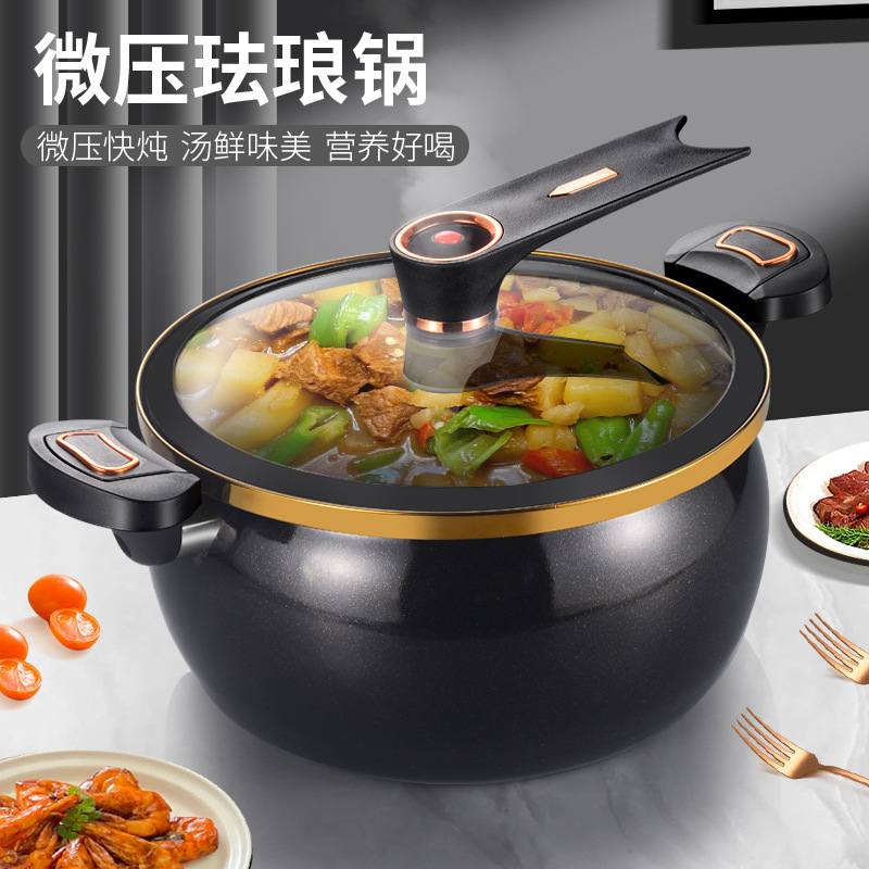 Factory Direct Supply of New Enamel Ceramic Pot Micro-Pressure Soup Pot Household Multi-Functional Large-Capacity Stew Pot Hot Pot