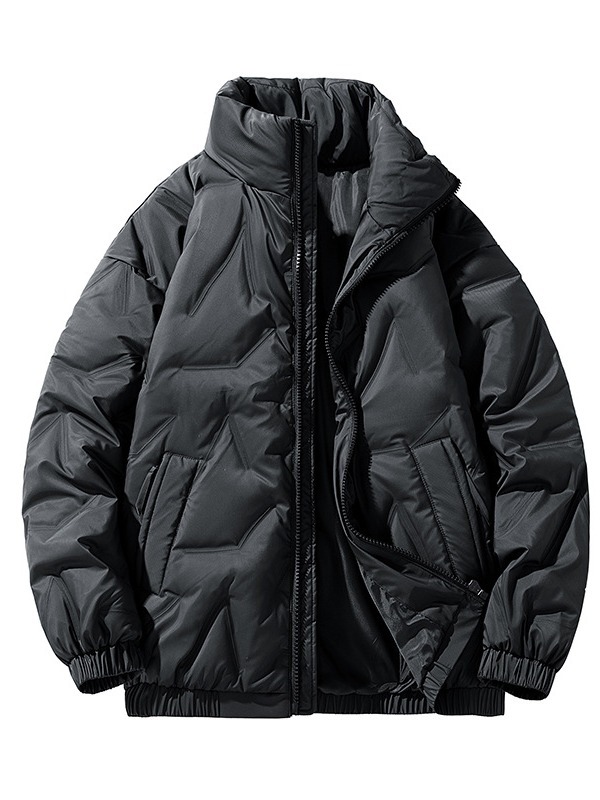 Handsome white duck down jacket men's 2023 new winter bread coat fleece-lined thick warm stand collar cold-proof coat