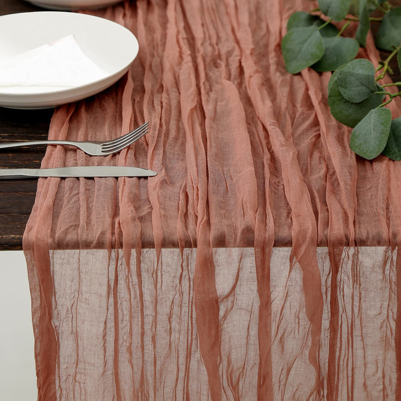 Bali Yarn Wrinkled Cloth Table Runner Bohemian Style Twist Crumpled Gauze Wedding Birthday Party Party Decoration Table Runner