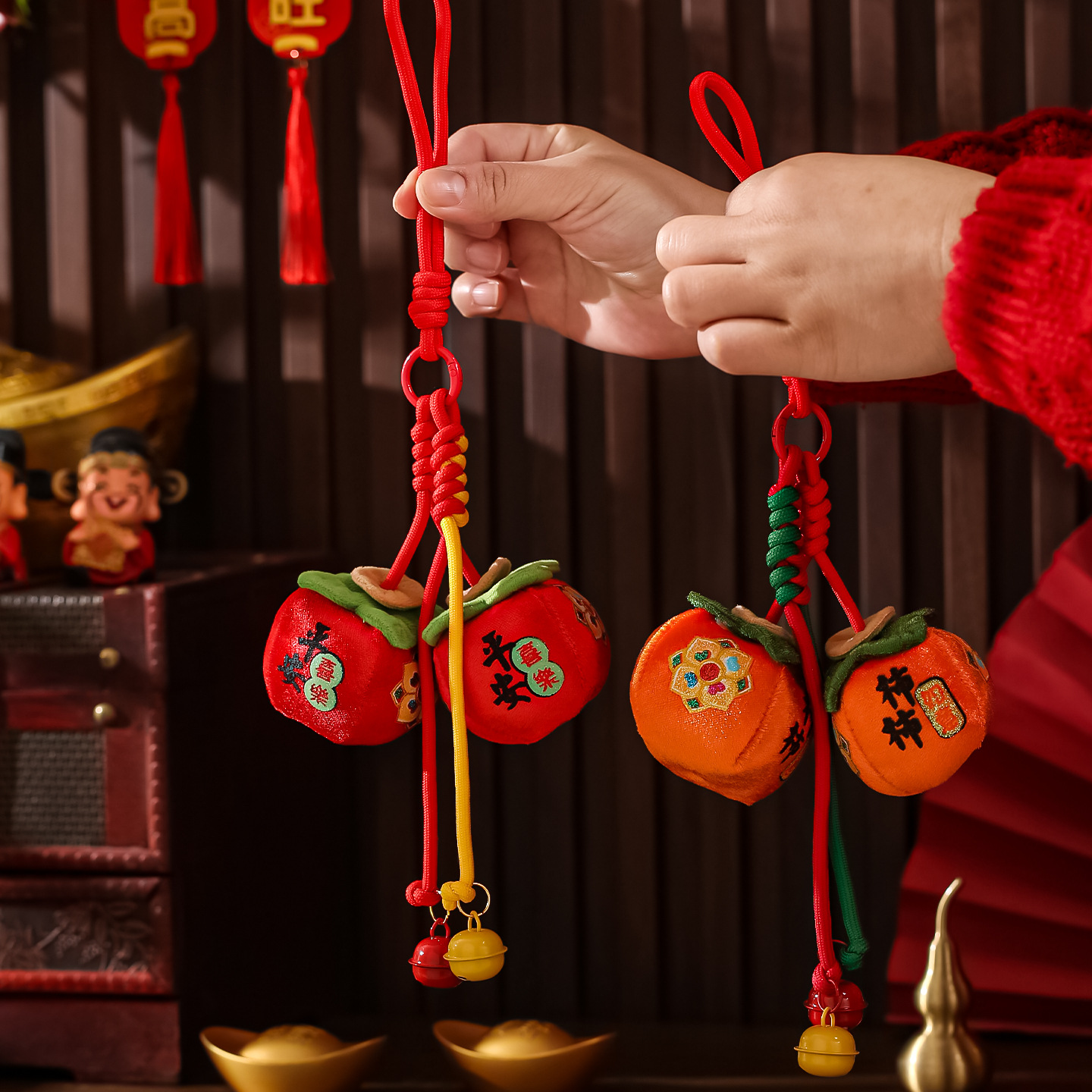 2026 год лошади, новогодняя подвеска, двойная подвеска с хурмой, безопасное и счастливое украшение для автомобиля, сувенир весеннего фестиваля