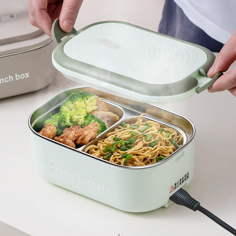 Multifunctional Heated Lunch Box, Plug-In Electric Lunch Box for Office Workers, Car-Mounted Lunch Box, Heating Without Water Filling, Can Cook Rice, Multi-Layer Insulated Lunch Box